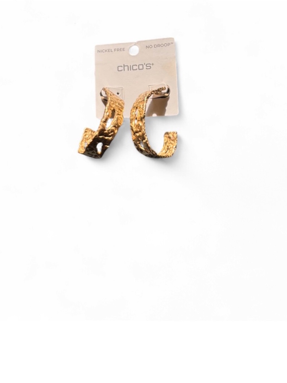 Chico's Textured Gold Cuff Hoop Earrings - Gold
